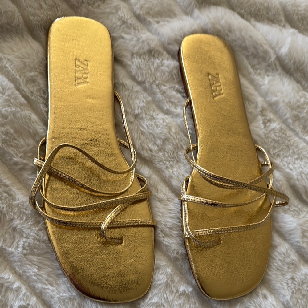Zara Gold Strappy Women's Sandals